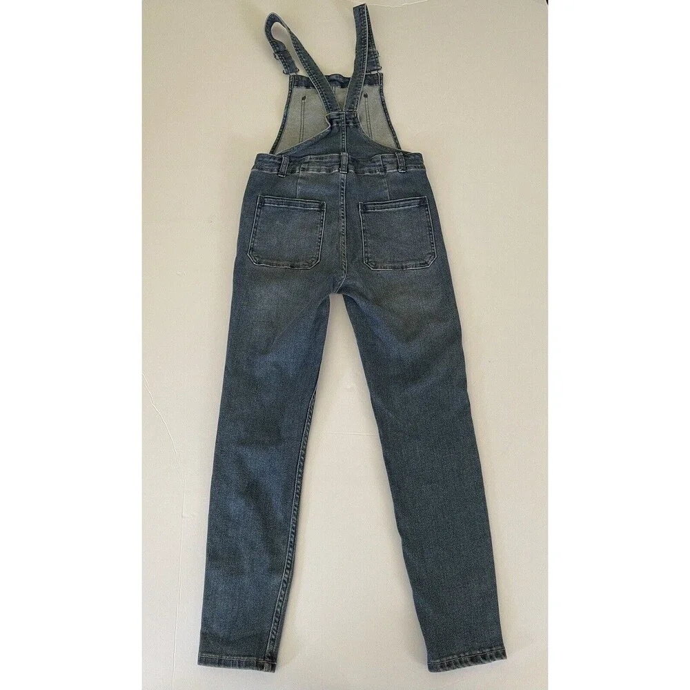 Free People Distressed Blue Denim Overalls Medium‎ Wash Size 26